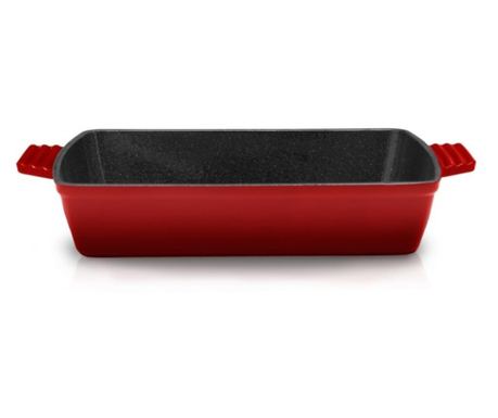 Emajliran litoželezni pladenj, 33x23x7 cm, rdeča linija, Cooking By Heinner HR-KN-TV33