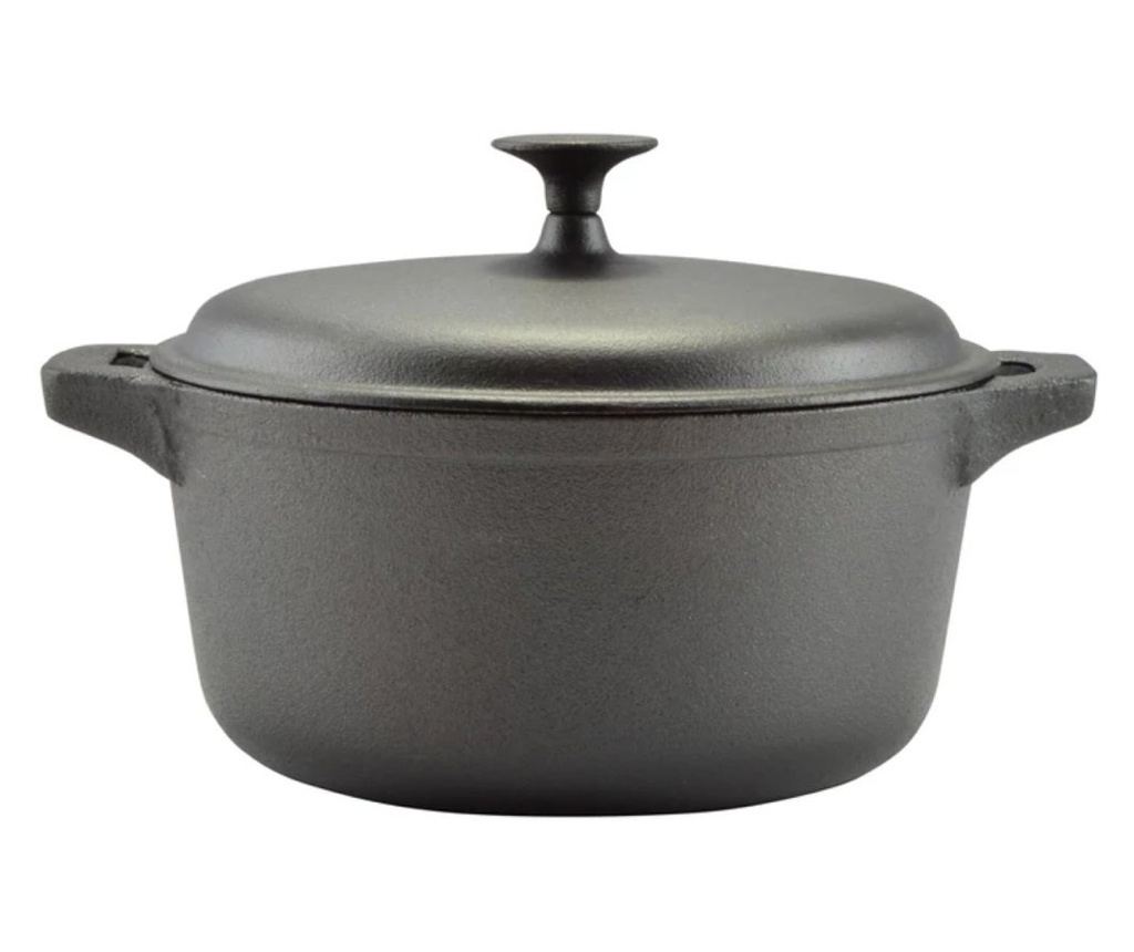 Oală din fontă brută cu capac 32 cm, 8L – Perfect Home 15532, pentru gătit în volum mare și distribuție uniformă a căldurii - 2