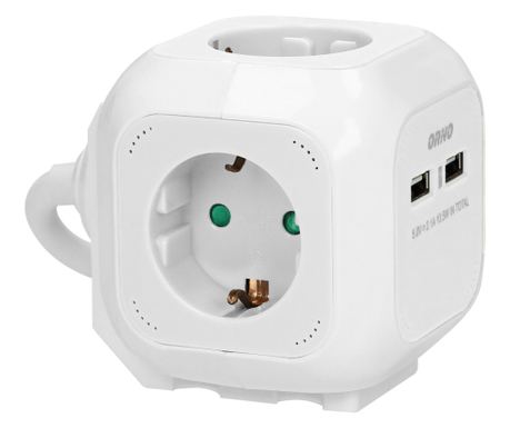 Удължител ORNO OR-AE-13144(GS)/W, 4 гнезда тип Шуко, 1 x USB-A, 1 x USB-C, 2.1A 10.5W, 1.4 m, Сив