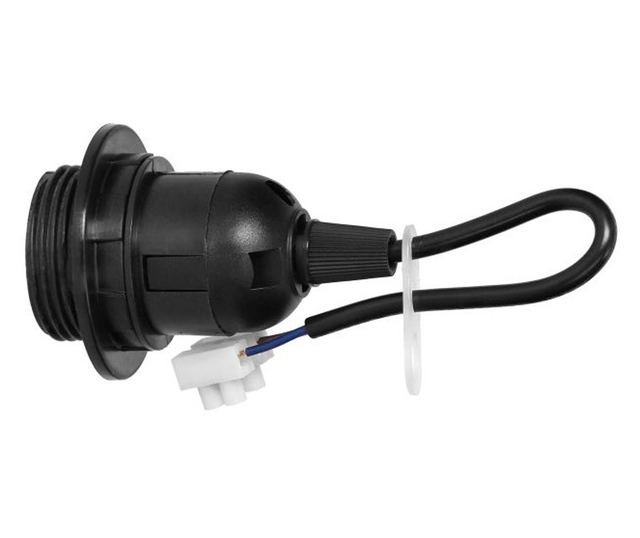 Izzófoglalat E27 Virone LH/E27-27/B/PZ, karimával, kábellel és sorkapcsokkal, fekete