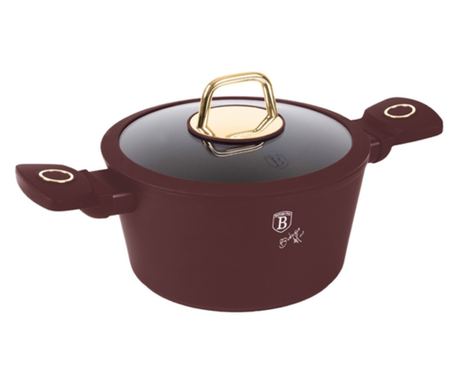 Oală cu capac 20 cm, 2.5L – Berlinger Haus BH8040, Leonardo Collection, pentru gătit rapid, strat antiaderent