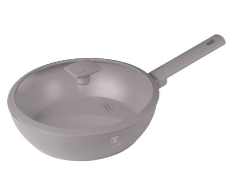 Wok tava s poklopcem 28 cm Taupe Berlinger Haus BH 8094, siva, titan premaz
