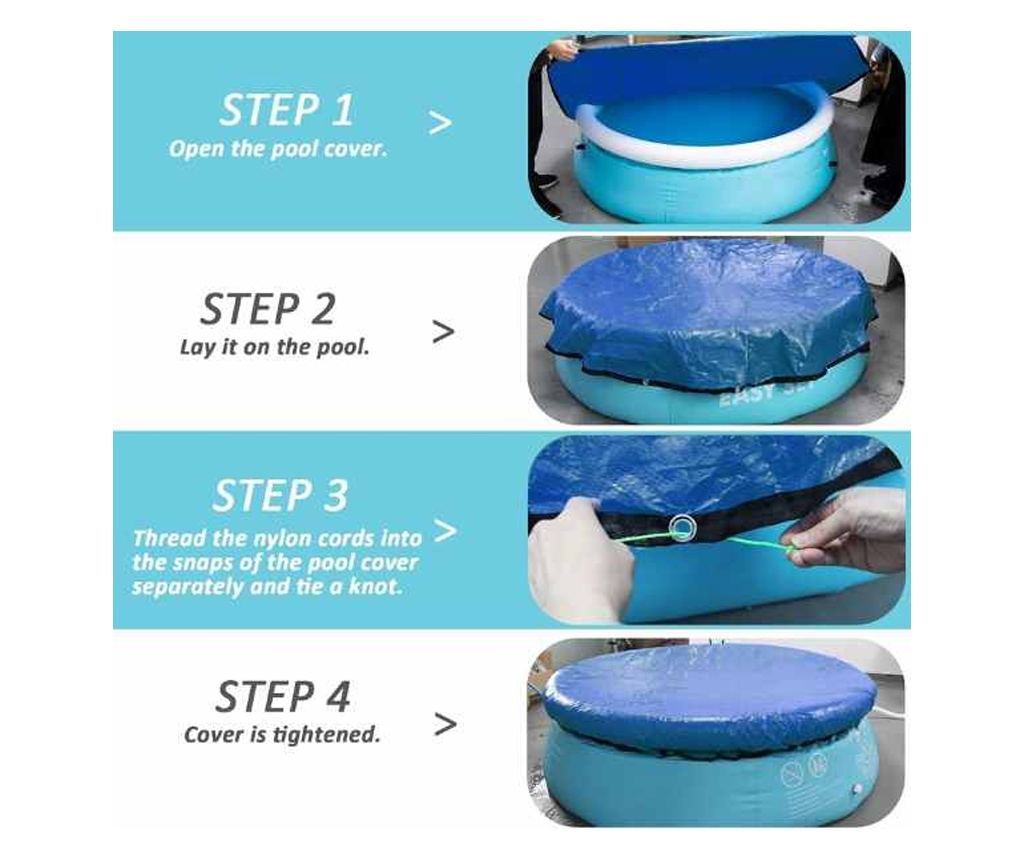 Mercaton Univerzális Ponyva Kerek Felfújható Medencékhez, 244 cm Átmérő, PVC, Vízálló, Kék - 9