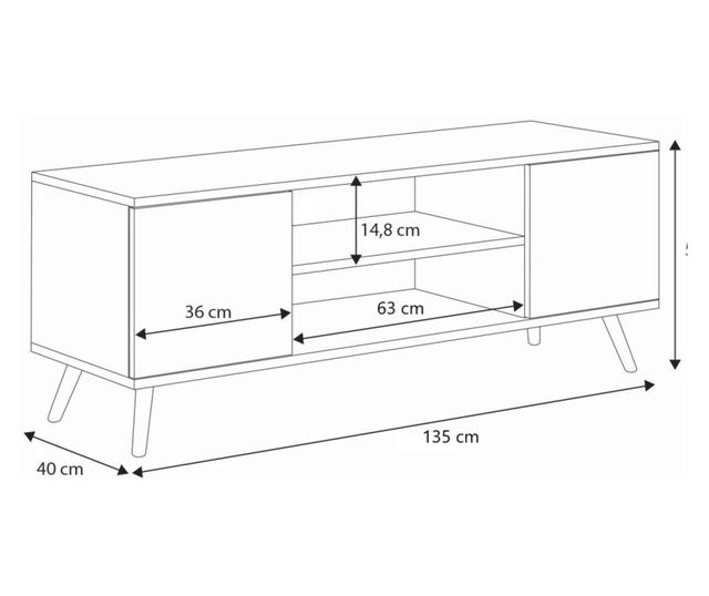 Fokus TV ormarić 135 cm - bijeli