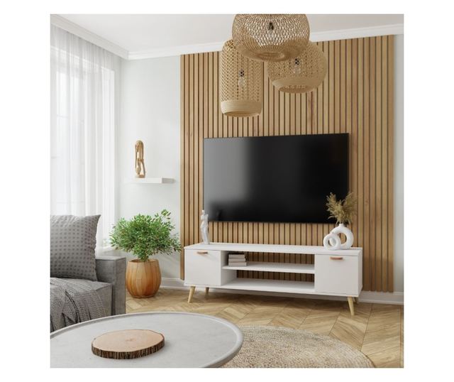 TV ormarić Focus bijeli 155 cm - skandinavski