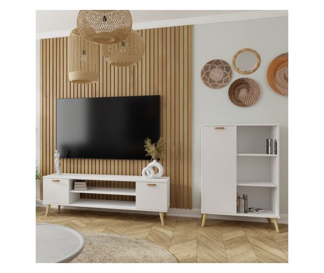 TV ormarić Focus bijeli 155 cm - skandinavski