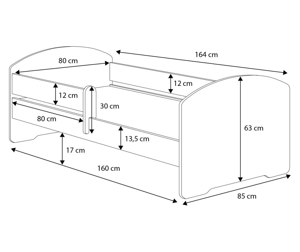 Pat de o persoană Luk 160x80 cu sertar - 9
