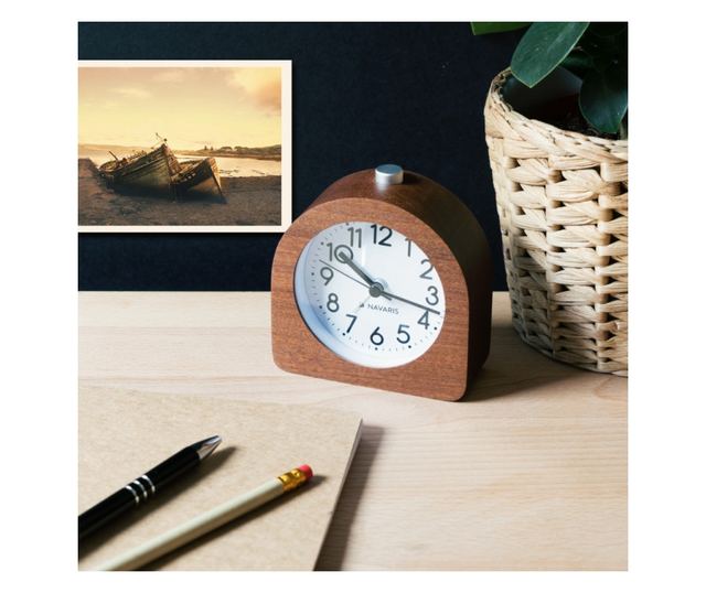 Аналогов дървен будилник Snooze Retro, 45427.18