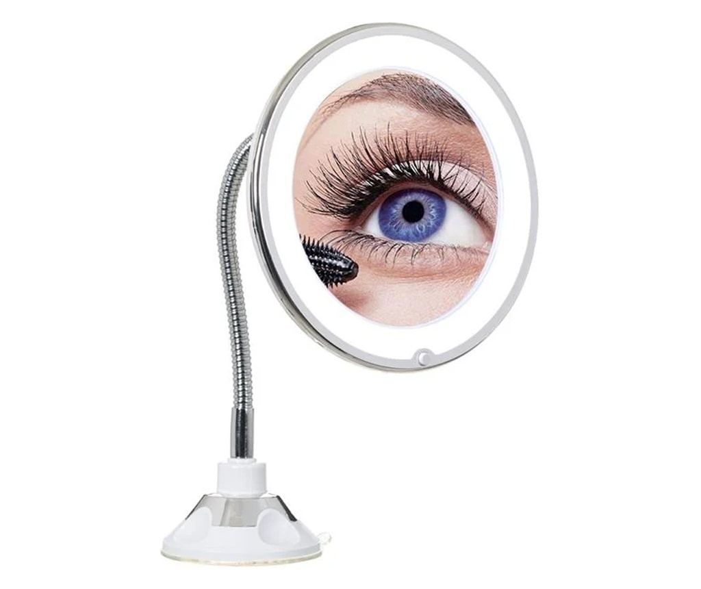 Oglinda pentru machiaj cu brat flexibil si lumina LED, prindere cu ventuza, marire 10x - 3