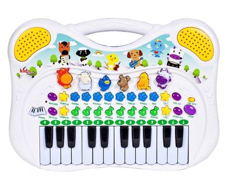 Jucarie Interactiva, Pian Electronic cu Animalute, Melodii Vesele, Functie Inregistrare, Buton Ajustare Volum, Multicolor
