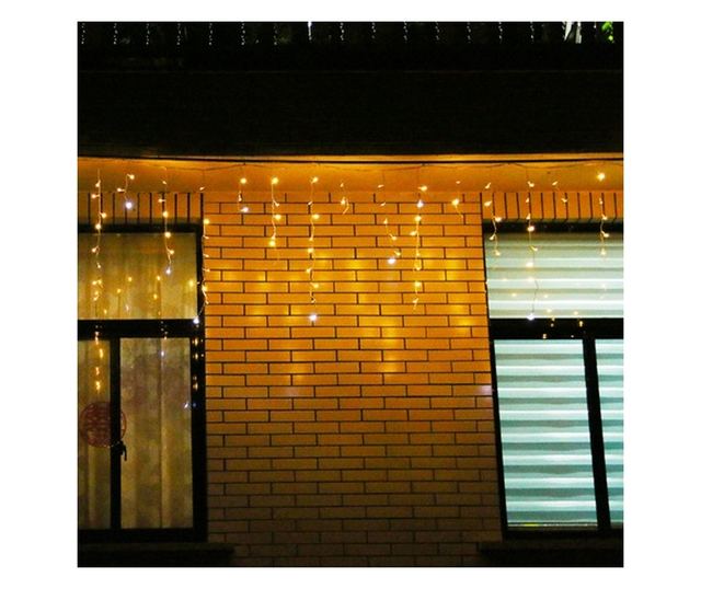 Karácsonyi installáció, Nevermore®, Villogó tornyocskák, Rojtos, Összeköthető, 20 m, 480 LED, Meleg fehér