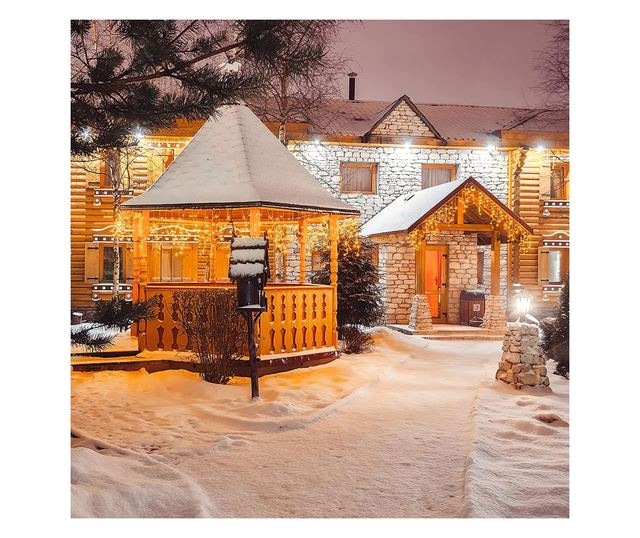 Karácsonyi installáció, Nevermore®, Villogó tornyocskák, Rojtos, Összeköthető, 20 m, 480 LED, Meleg fehér