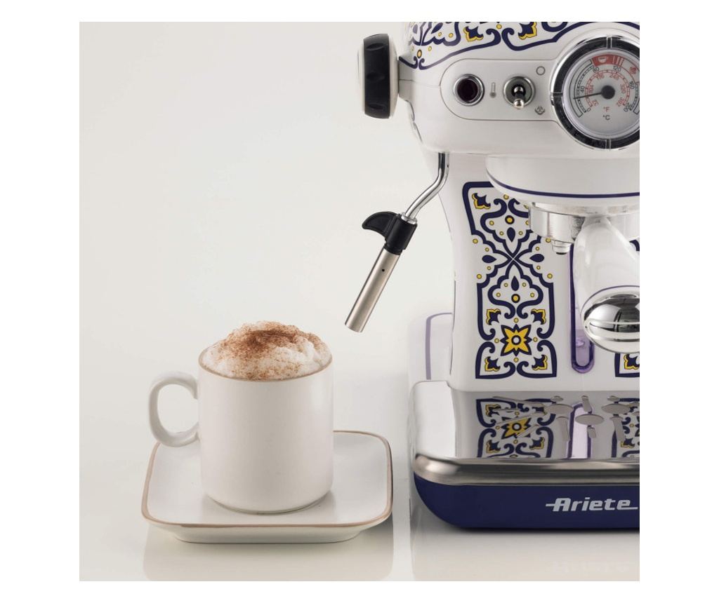 Кафемашина Ariete Capri 1389/1C, 850W, 15 bar, 0.9 л, Стиймър за мляко, Мляно и ESE дози, Бял/син - 5
