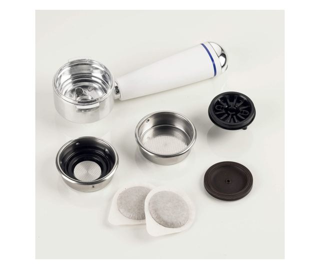 Kávéfőző Ariete Positano 1389/1P, 850 W, 15 bar, 0,9 l, Tejgőzölő, őrölt és ESE hüvely, fehér/sárga