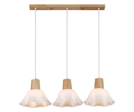 Agora Lighting, BALLERINA, Függőlámpa, 3 x E27, Fehér, Fa, Szélesség: 82cm