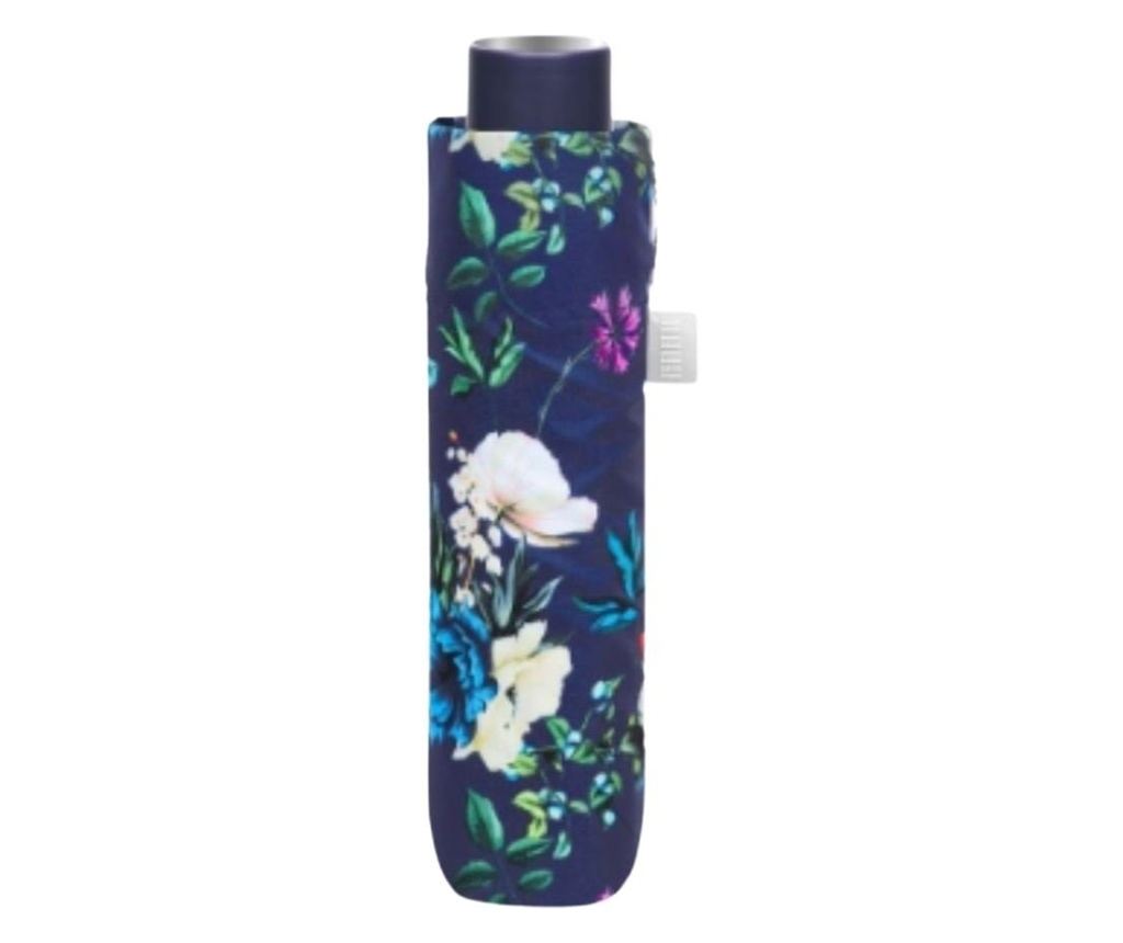 Mini umbrelă manuală, Perletti, model floricele, culoarea albastru - 2