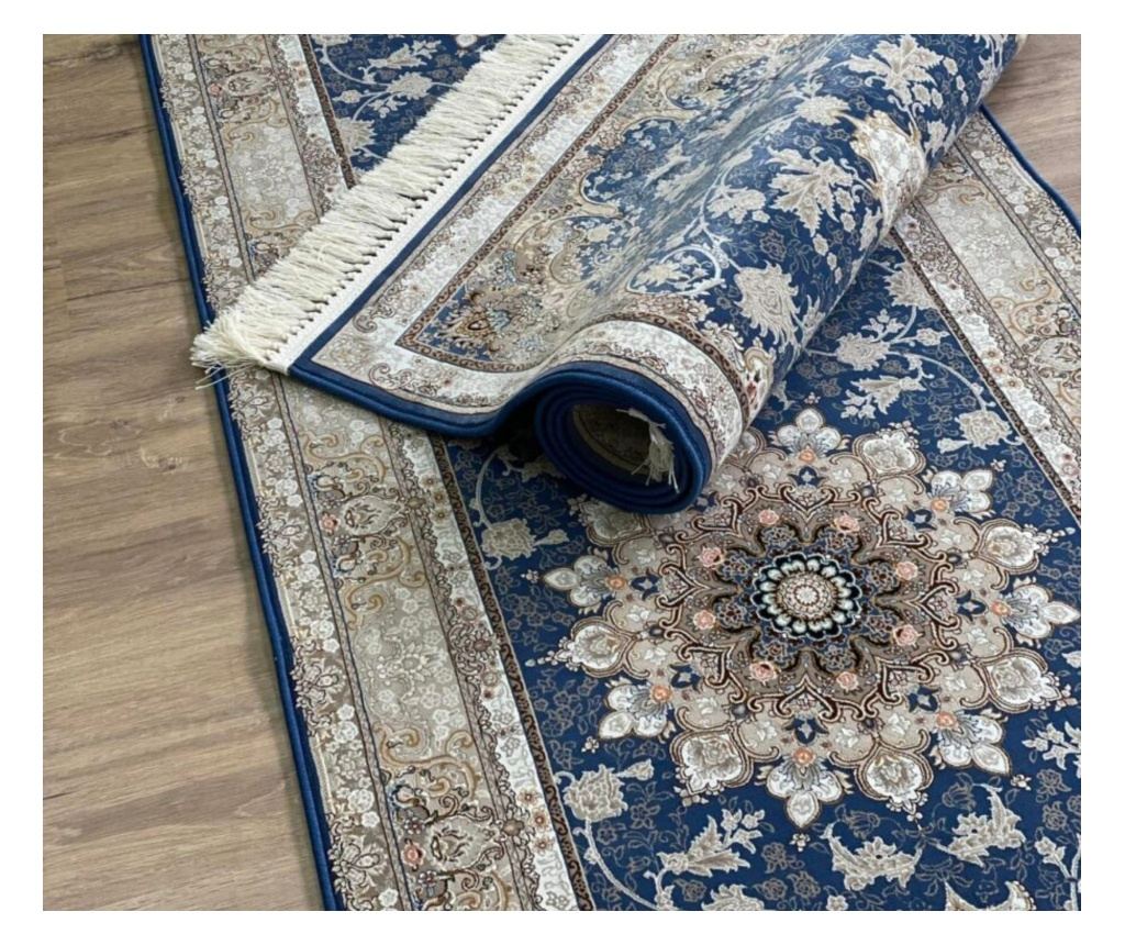 Modrý koberec s klasickým designem 50x125 cm hedvábí a bavlna - 4