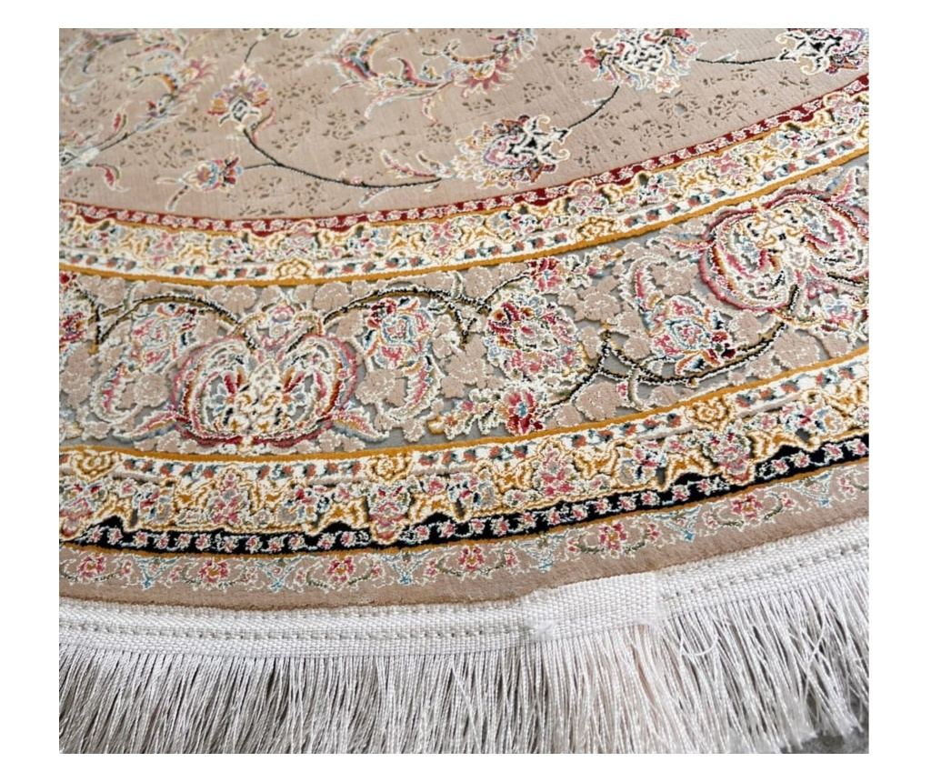 Covor rotund bej, cu design clasic, dimensiuni 150x150 cm, fabricat din mătase și bumbac. - 6
