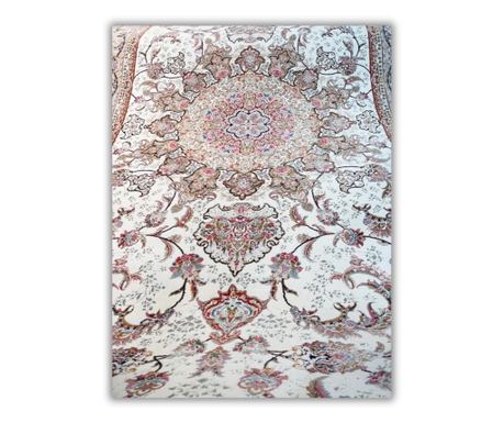 Kremasti tepih s klasičnim dizajnom 50x125 cm svila i pamuk