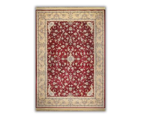 Crveni tepih s klasičnim dizajnom 50x125 cm svila i pamuk za spavaću sobu