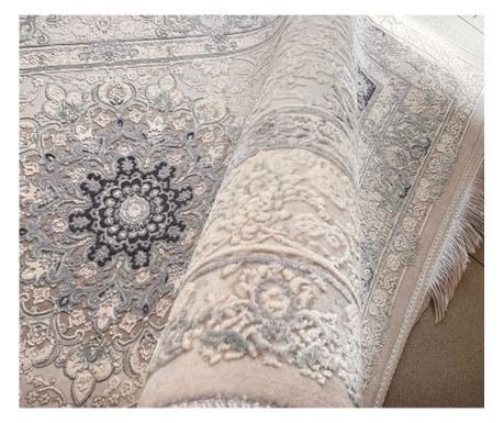 Bežna modra preproga z vintage dizajnom 200x300 cm svila in bombaž za dnevno sobo
