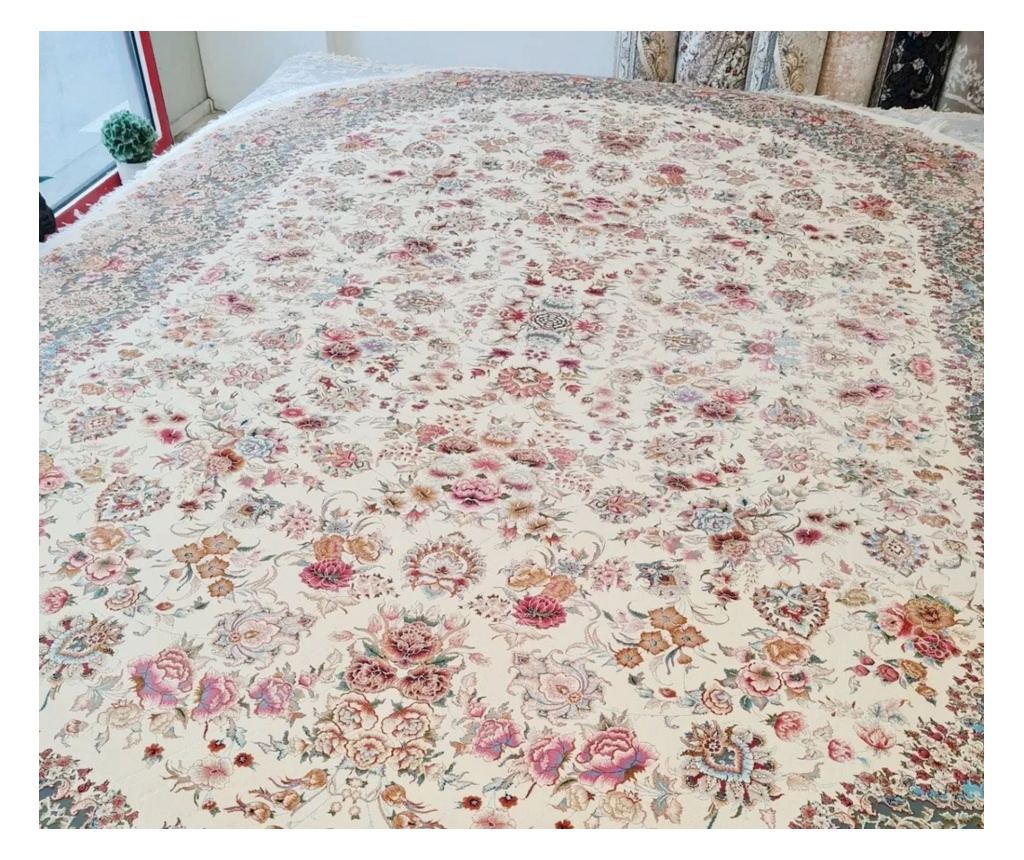 Covor oval, bej, cu design clasic, dimensiuni 150x225 cm, fabricat din mătase și bumbac, ideal pentru living. - 2