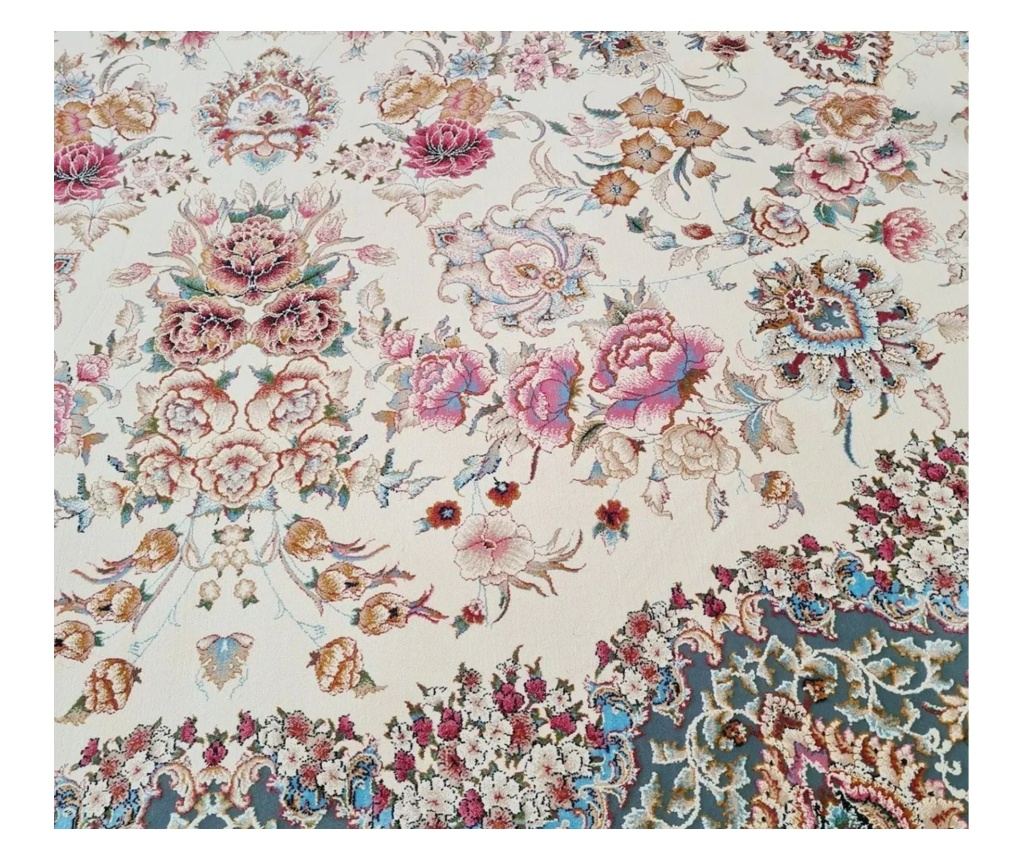 Covor oval, bej, cu design clasic, dimensiuni 150x225 cm, fabricat din mătase și bumbac, ideal pentru living. - 3