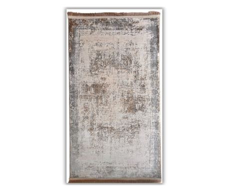 Béžový modrý koberec s vintage designem 150x225 cm hedvábí a bavlna do obývacího pokoje