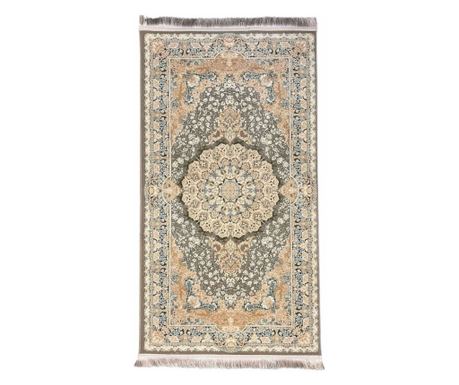 Μπεζ χαλί με κλασικό σχέδιο 80x150 εκ. από μετάξι και βαμβάκι