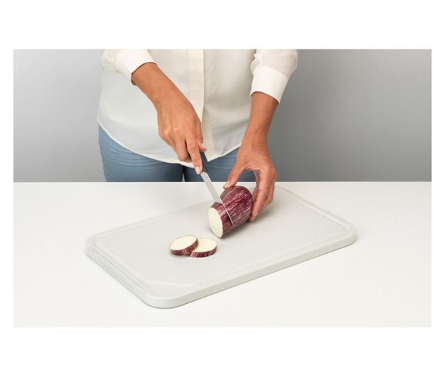 Brabantia Tasty+ 1003308 Masă de tăiat și de servire, 40x25 cm, anti-alunecare, ușor de curățat, gri deschis