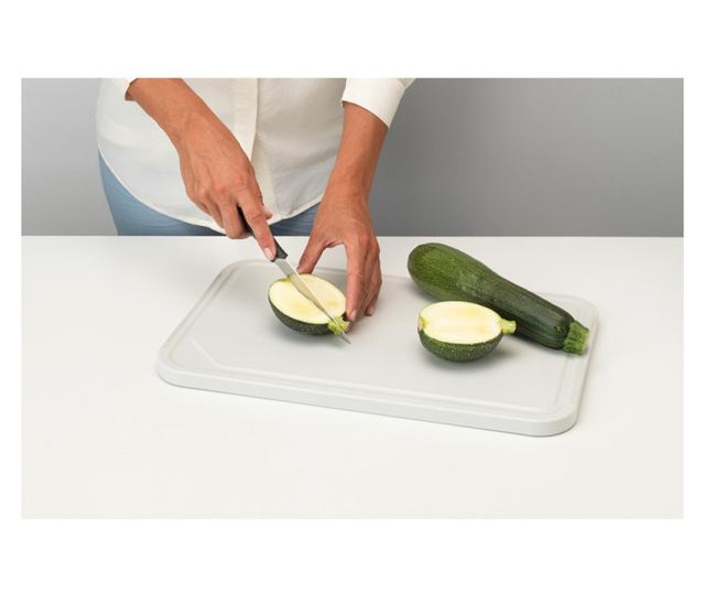 Brabantia Tasty+ 1003308 Masă de tăiat și de servire, 40x25 cm, anti-alunecare, ușor de curățat, gri deschis