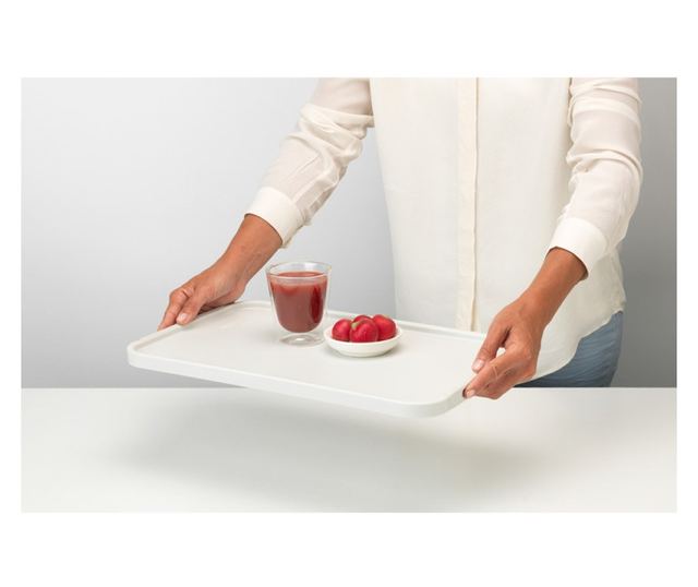 Brabantia Tasty+ 1003308 Masă de tăiat și de servire, 40x25 cm, anti-alunecare, ușor de curățat, gri deschis