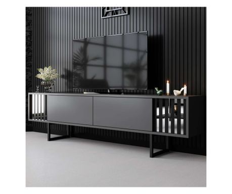 TV шкаф нисък Chrome Line - антрацит, черен