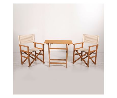 Set de Masă și Scaune de Grădină (3 Piese), Crem