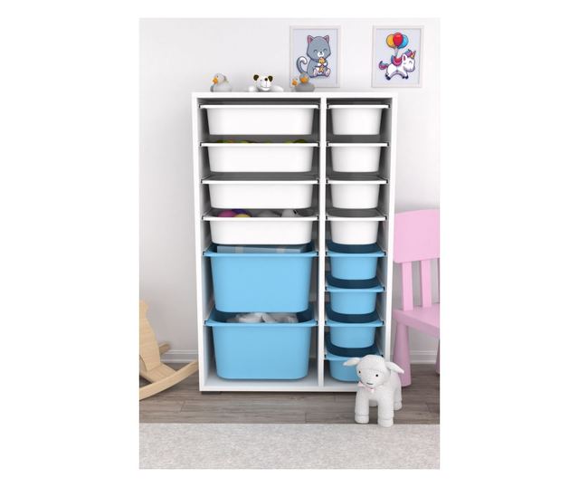 Wielofunkcyjna szafka Rine 2D4K8U - biała, niebieska