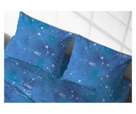 Pereche de fețe de pernă pentru pat cu nasturi laterali 100% bumbac design zodiac GI