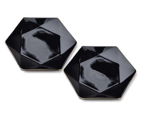 RALPH BLACK Set 2 desertnih tanjura 24,5cm x 21cm x h2cm