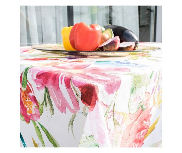 Růžový květinový ubrus 150x250 cm vícebarevný