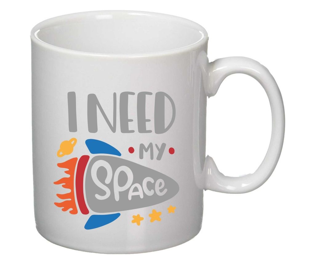 Cana alba personalizata "I need my space", INOVATIX®. 330ml
