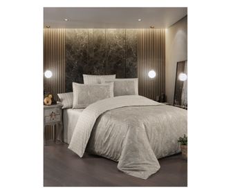Lenjerie de pat dublu, La Romana, 100% bumbac satin, 300 TC, 6 piese(cearsaf de pilota 200x220cm, cearsaf pat 220x240 cm, 2 fete