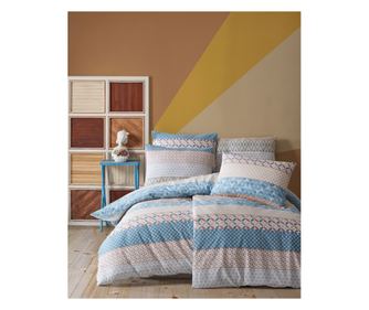 Lenjerie de pat dublu, Story Home, 100% bumbac ranforce, 144 TC, 4 piese(cearsaf de pilota 200x220cm, cearsaf pat 240x260 cm, 2