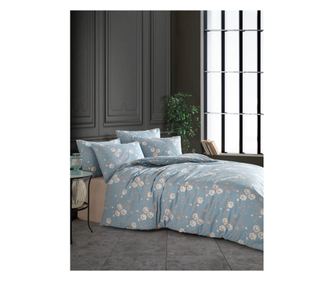 Lenjerie de pat dublu, Story Home, 100% bumbac ranforce, 144 TC, 4 piese(cearsaf de pilota 200x220cm, cearsaf pat 240x260 cm, 2