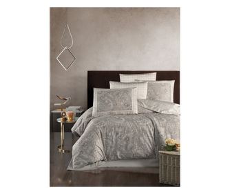 Lenjerie de pat dublu, La Romana, 100% bumbac satin, 300 TC, 6 piese(cearsaf de pilota 200x220cm, cearsaf pat 220x240 cm, 2 fete