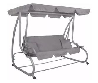 Balansoar gradina, Springos, Venezia, 3 locuri, gri, 190x125x163 cm, functie pat, max 280 kg
