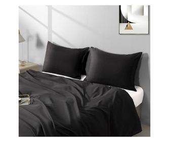 Cearceaf de pat Kotonia Home, 100% bumbac, Olandina color, 220x240 cm, negru