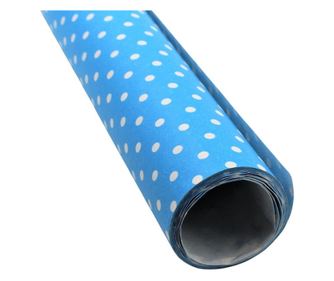 Hârtie pentru ambalat cadouri, colecția Graphic, culoare bleu cu bulinuțe albe, 200x70 cm