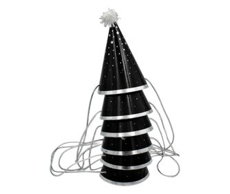 Set 6 coifuri party negru-argintiu 10cm