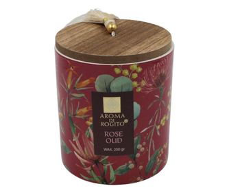 Свещ с керамична поставка Rose Oud 200g