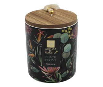 Свещ с керамична поставка Black Peony 200g