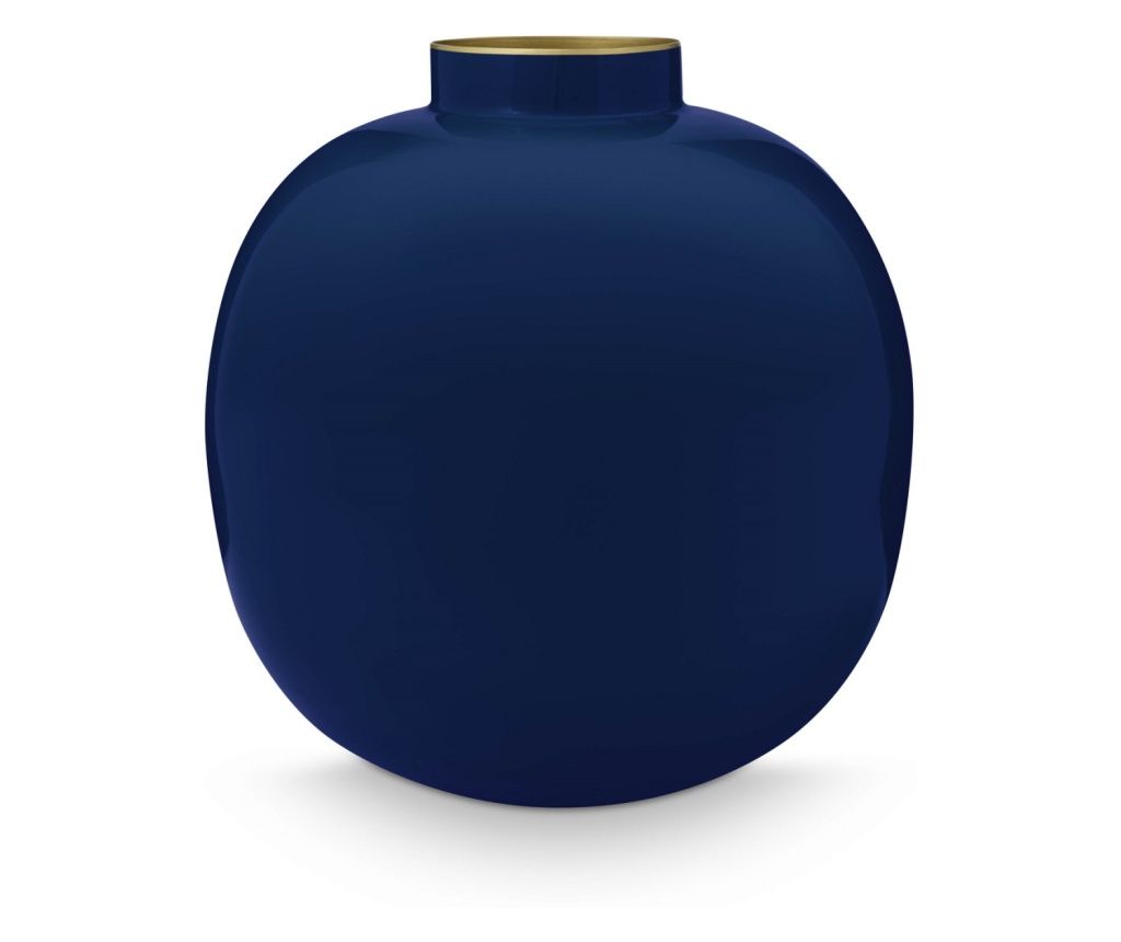 Кръгла декоративна метална ваза 23cm Blue